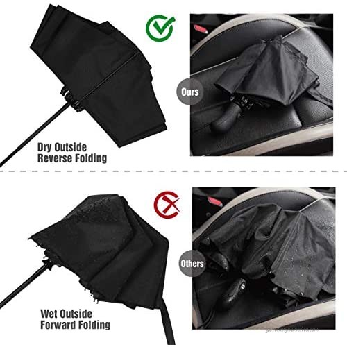 HITSLAM Black Umbrella Windproof Automatic Compact Travel Umbrella