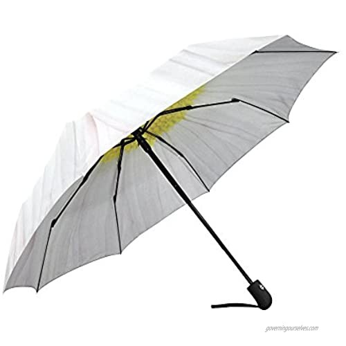 InterestPrint Daisy Windproof Auto Open and Close Foldable Umbrella Girly Flower Travel Unbreakable Compact Sun and Rain Umbrella UV Protection White and Yellow