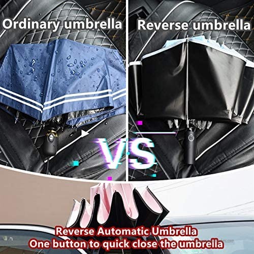 Inverted Umbrella Windproof Umbrella Reverse Umbrella with Reflective Stripe Teflon Umbrella in Rain and Sun，Five colors are available