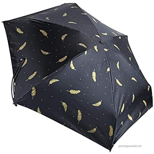 Jeffergarden Portable Feather Pattern Five Folds Folding Mini Pocket Sun Umbrella Reliable Protection Autumn Leaves Yellow