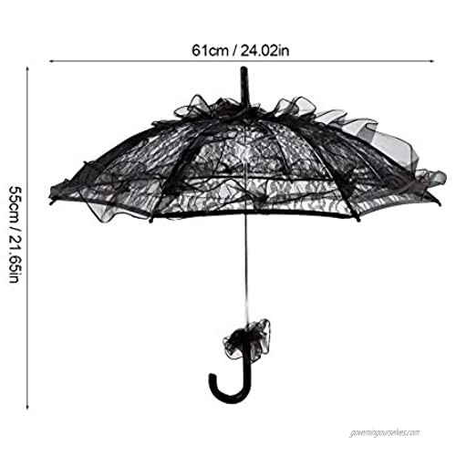 Junluck Lace Umbrella Exquisite Black Color Lace Umbrella Parasol for Lady Women Party Decor/Dancing/Photography Prop/Celebration Decor/Stage Performance Sturdy and Smooth
