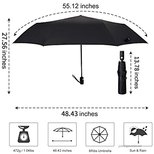 Kobold Automatic Open/Close Compact Umbrella with Teflon Coating (Black)