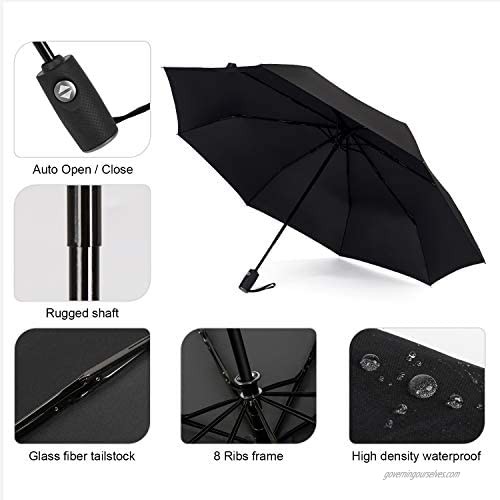Kobold Automatic Open/Close Compact Umbrella with Teflon Coating (Black)
