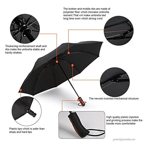 Kobold Inverted Reverse Compact Folding Auto Open/Close Umbrella Lightweight Portable and Good for Travel and Car