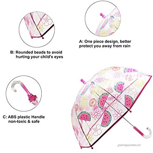 Laura Ashley Kids Cartoon Umbrella Pop up Umbrella Lightweight Windproof Clear Umbrella (Fruits)