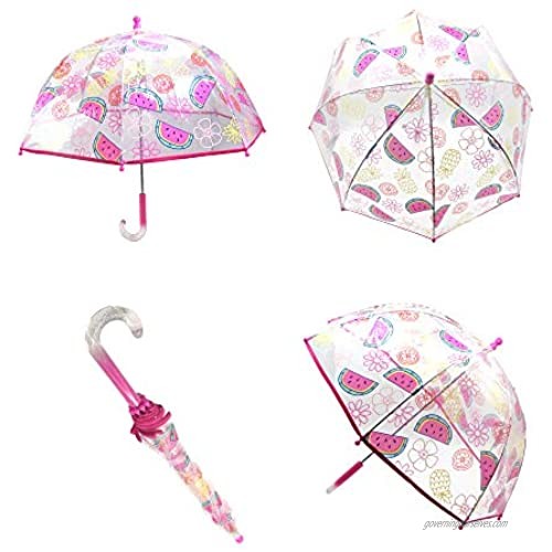 Laura Ashley Kids Cartoon Umbrella Pop up Umbrella Lightweight Windproof Clear Umbrella (Fruits)