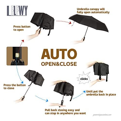 LFLFWY Umbrella Eco-friendly Windproof Automatic Open Close Umbrellas with Anti-Rebound Design For Travel (Black)