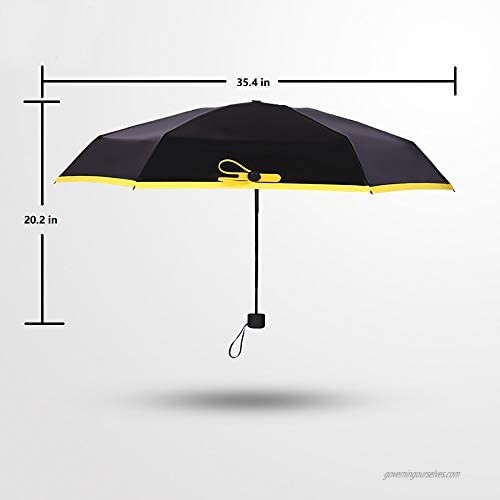 NATURET Mini Compact Umbrella Windproof Travel 5 Folding Sun &Rain - UV Protection Women or Kids Perfect for a Car (5 Folding Yellow)