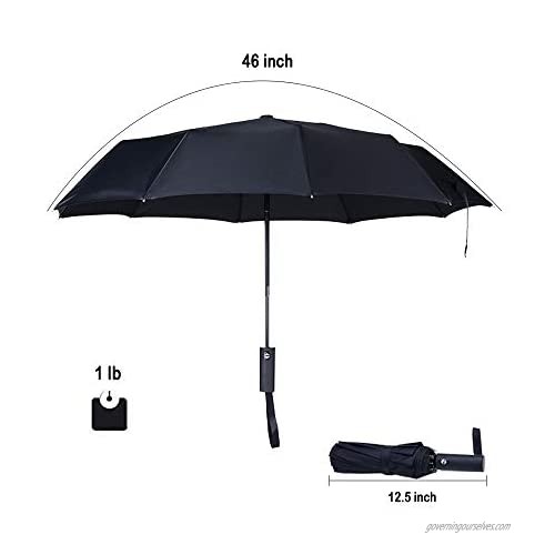 PFFY 2 PACK 10 RIBS 42inch Compact Travel Umbrella Windproof Collapsible Auto Open & Close Folding Small Umbrella