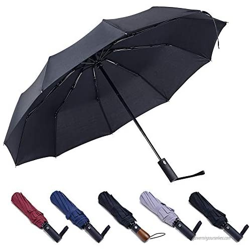 PFFY 2 PACK 10 RIBS 42inch Compact Travel Umbrella Windproof Collapsible Auto Open & Close Folding Small Umbrella