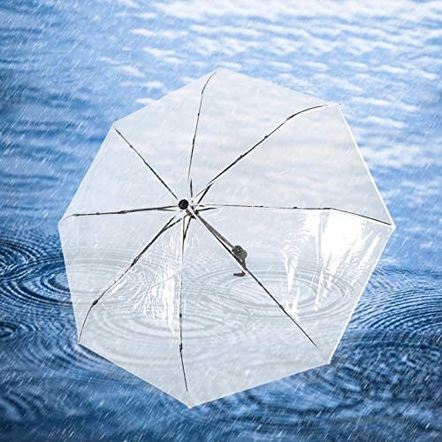 Portable Fashionable Transparent Automatic Three Folds Folding Rain Umbrella for Outdoor for Raining Days Activities