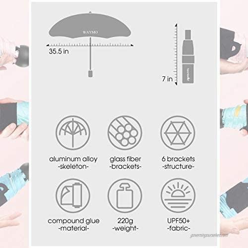 Small Mini Umbrella with Case Light Compact Design Perfect for Travel Lightweight Portable Parasol Outdoor Sun&Rain Umbrellas