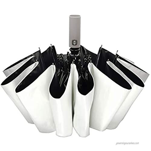 SOSUNY Automatic Umbrella  Lightweight Waterproof with UV Resistant Coating 12 Ribs Windproof (White_46"_12Ribs)