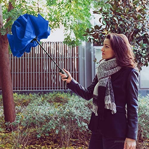 StrombergBrand Reversa (Automatic Reverse Umbrella) Compact Inverted Umbrella For Women and Men Small Folding Rain and Windproof Umbrella - Inside Out Design Outdoor Umbrella Royal Blue Umbrella