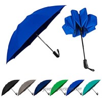 StrombergBrand Reversa (Automatic Reverse Umbrella)  Compact Inverted Umbrella For Women and Men  Small Folding Rain and Windproof Umbrella - Inside Out Design  Outdoor Umbrella  Royal Blue Umbrella