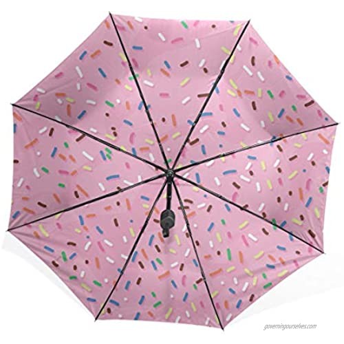 SUABO Umbrella Pink Frosting With Colorful Sprinkles Donut Windproof Travel Umbrella Compact Folding Umbrella