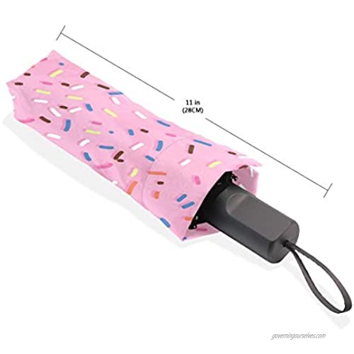 SUABO Umbrella Pink Frosting With Colorful Sprinkles Donut Windproof Travel Umbrella Compact Folding Umbrella