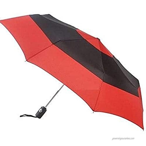 Totes Auto Open Auto Close Umbrella ~ 43" Arc ~ Fits in Travel Bag  Color: Black/Red