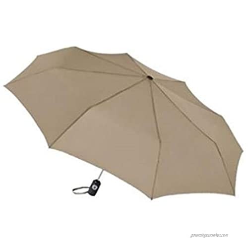 Totes Auto Open Auto Close Umbrella ~ 43" Arc ~ Fits in Travel Bag  Color: Khaki