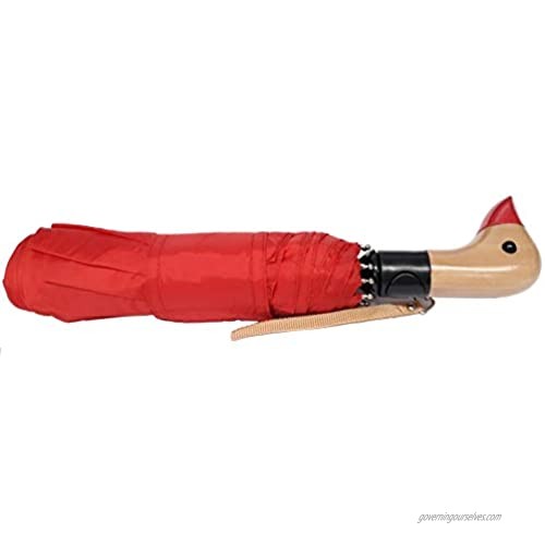 totes Auto Open Neverwet Wooden Duck Handle Umbrella Color RED ~ 42 Arc