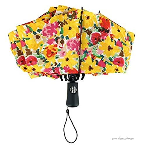 Totes Women's Reversible Auto Open and Close Floral SunGaurd Compact Umbrella