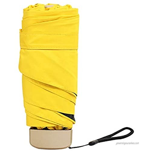 Travel Mini Umbrella with 95% UV Protection Windproof UV Folding Compact Umbrella Portable Lightweight Sun & Rain Umbrellas for Women and Men Yellow