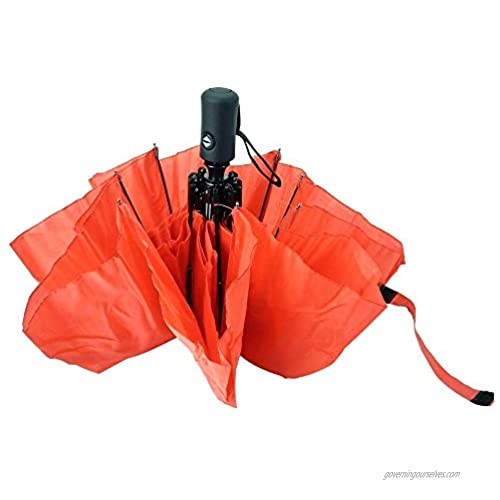 Travel Umbrella - Windproof Automatic Umbrella - Lightweight Portable Mini Compact Umbrellas - 8 Ribs Auto Open/Close Umbrella With Matching Storage Sleeve (Red)