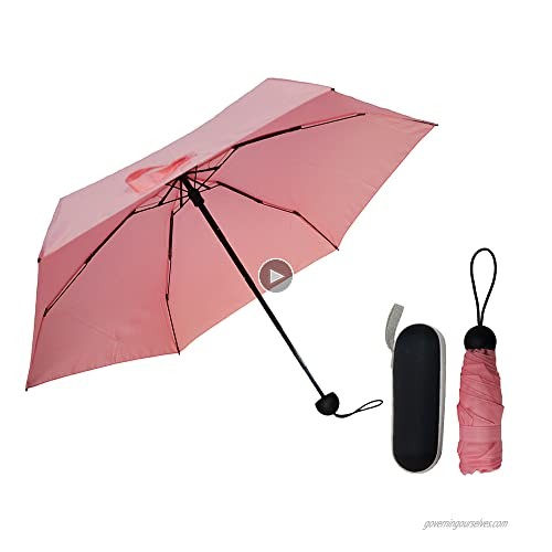 UBHH Travel Mini Umbrella Rain Lightweight Small Portable and Compact Suit for Pocket Purse with Case