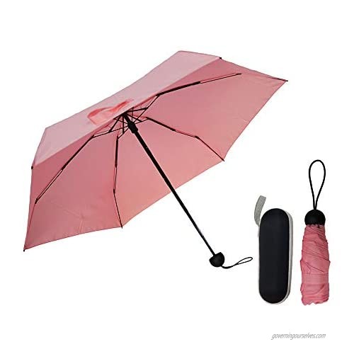 UBHH Travel Mini Umbrella Rain Lightweight Small Portable and Compact Suit for Pocket Purse with Case