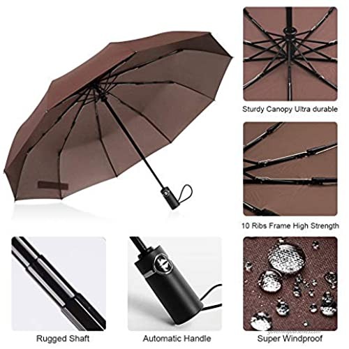 VAlinks Windproof Travel Umbrella Compact Automatic Open Close Small Folding Teflon Repellent Canopy Umbrellas fit Golf Purse Backpack Wind Resistant