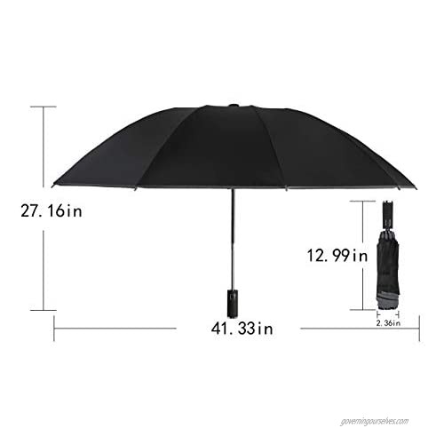 Wind proof rain proof UV proof folding umbrella vehicle reverse umbrella angel halo reflective umbrella (black)