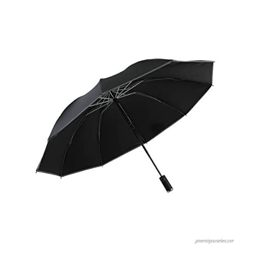 Wind proof  rain proof  UV proof folding umbrella  vehicle reverse umbrella  angel halo reflective umbrella (black)