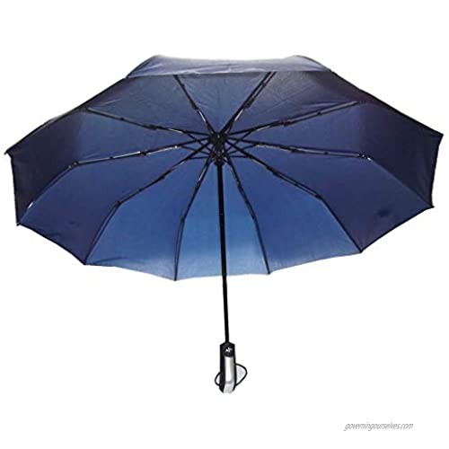 Windproof Umbrellas Auto Open Close Compact Umbrella  10 Ribs Folding Travel Umbrella Large 41 Inch for Men (Blue)
