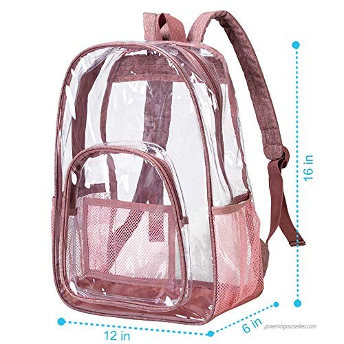 Clear Backpack Heavy Duty Transparent Bookbag for Men - Pink