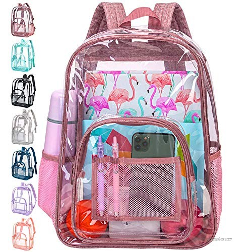 Clear Backpack  Heavy Duty Transparent Bookbag for Men - Pink