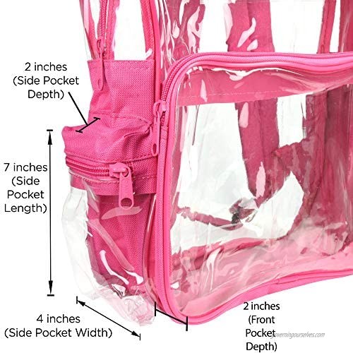 DALIX Clear Backpack Bags Smooth Plastic (Hot Pink)