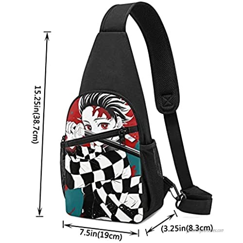 Demon Slayer Crossbody Bags Anime Multifunction Sling Bag Adjustable Small Shoulder Chest bag for Women Mens Sports Camping Hiking Shoulder Bag Backpack