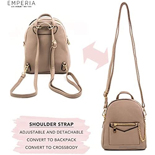EMPERIA Kayli Faux Leather Mini Backpack Fashion 3 Way Carry Casual Lightweight Rucksack Daypack for Women Stone