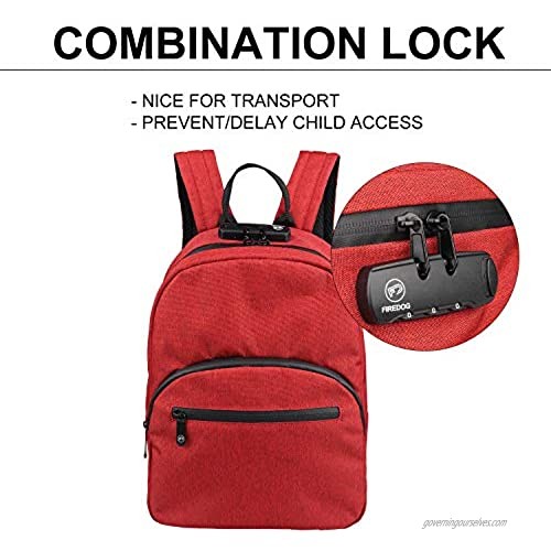 FIREDOG Mini Smell Proof Backpack with Lock for Men Women Travel (Red)