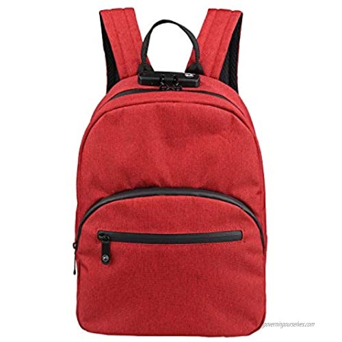 FIREDOG Mini Smell Proof Backpack with Lock for Men Women Travel (Red)
