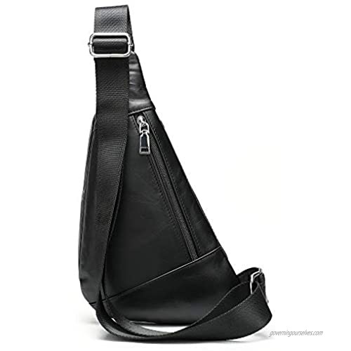 Genuine Leather Sling Bag Triangle Crossbody Bags Front Chest Day Pack One Shoulder Strap Backpack
