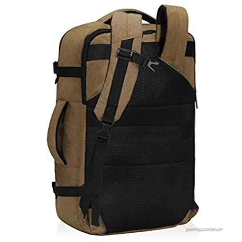 Hynes Eagle 44L Travel Backpack Airline Approved Carry on Backpack Weekender Bag for Women Men Brown