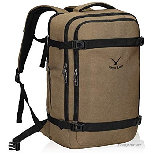 Hynes Eagle 44L Travel Backpack Airline Approved Carry on Backpack Weekender Bag for Women Men  Brown
