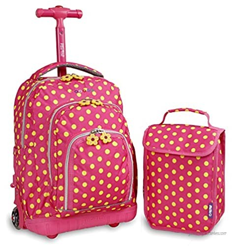 J World New York Kids' Lollipop Rolling Backpack & Lunch Bag Set  Pink Buttons  One Size