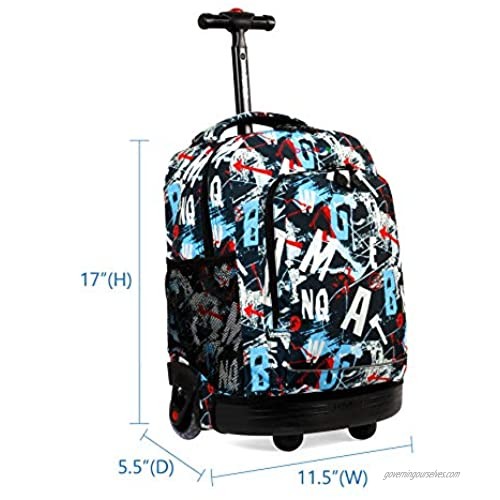 J World New York Sunny Rolling Backpack for Kids and Adults Graffiti