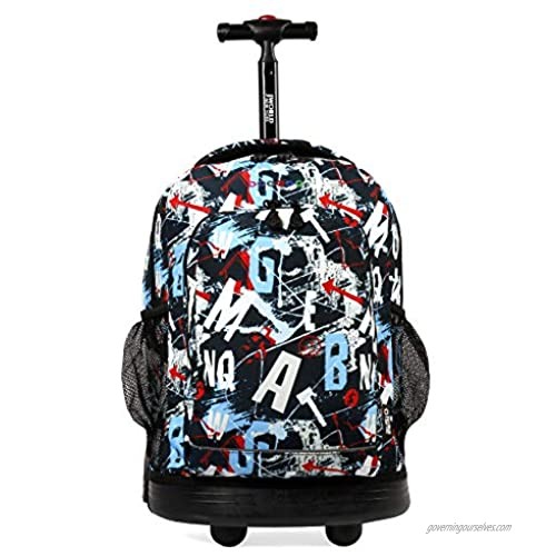 J World New York Sunny Rolling Backpack for Kids and Adults Graffiti