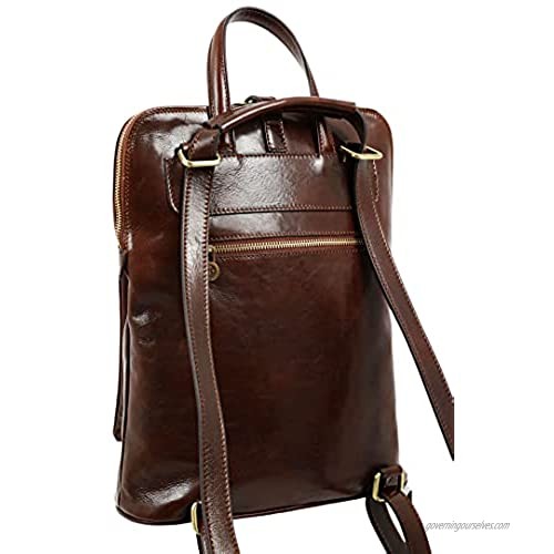 Leather Backpack Convertible to Shoulder Bag Full Grain Real Leather Travel Satchel Rucksack - Time Resistance