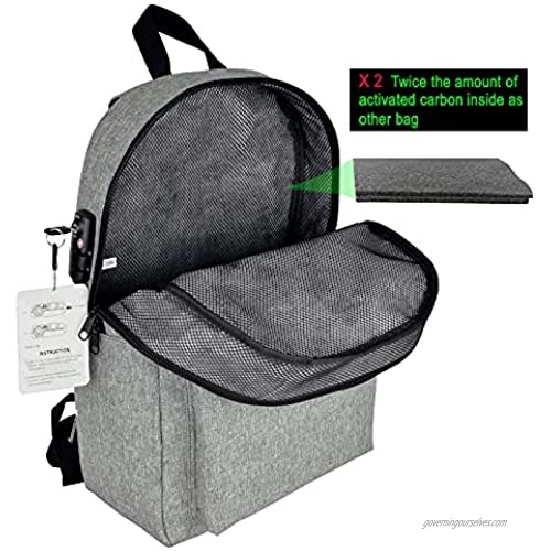 Mzipline Smell Proof Backpack Bag With TSA Lock & Key Scent Odor Proof Daypack Stash Bookbag for Men & Women Travel