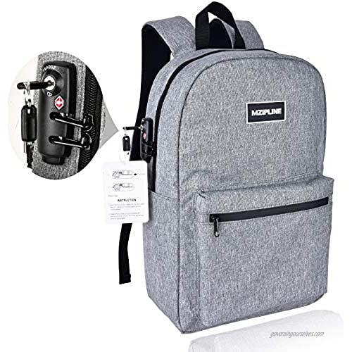 Mzipline Smell Proof Backpack Bag With TSA Lock & Key Scent Odor Proof Daypack Stash Bookbag for Men & Women Travel