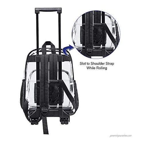 Rolling Clear Backpack Heavy Duty Cold-Resistant Security Transparent PVC Backpack with Wheels